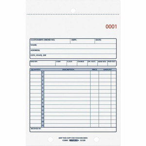 Rediform 2-Part Carbonless Sales Forms - 50 Sheet(s) - Stapled - 2 Part - Carbonless Copy - 5.50" x 7.87" Sheet Size Product Image 