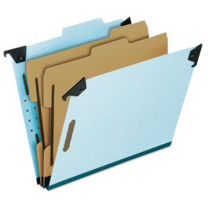 Pendaflex Hanging Classification Folders with Dividers, Letter Size, 2 Dividers, 2/5-Cut Exterior Tabs, Blue (PFX59252) View Product Image