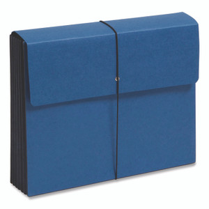 Smead Extra-Wide Expanding Wallets with Elastic Cord, 5.25" Expansion, 1 Section, Elastic Cord Closure, Letter Size, Navy Blue View Product Image