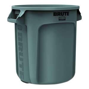 Rubbermaid Commercial Vented Round Brute Container, 10 gal, Plastic, Gray (RCP2610GRA) View Product Image