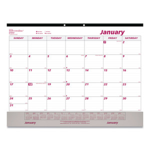 Brownline Monthly Desk Pad Calendar, 22 x 17, White/Burgundy Sheets, Black Binding, Clear Corners, 12-Month (Jan to Dec): 2024 View Product Image