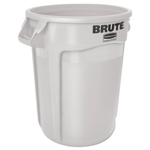 Rubbermaid Commercial Vented Round Brute Container, 10 gal, Plastic, White (RCP2610WHI) View Product Image