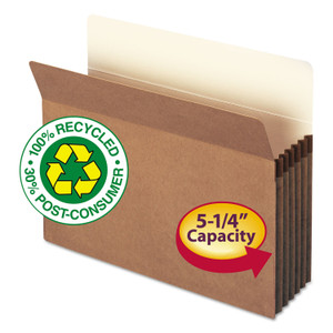 Smead Recycled Top Tab File Pockets, 5.25" Expansion, Letter Size, Redrope, 10/Box View Product Image