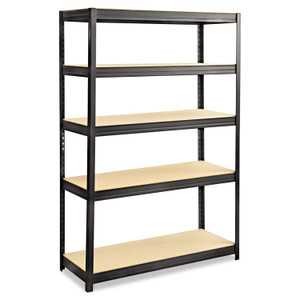Safco Boltless Steel/Particleboard Shelving, Five-Shelf, 48w x 18d x 72h, Black (SAF6246BL) View Product Image