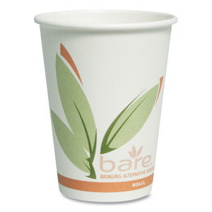 SOLO Bare Eco-Forward Recycled Content PCF Paper Hot Cups, ProPlanet Seal, 12 oz, Green/White/Beige, 1,000/Carton (SCC412RCN) View Product Image