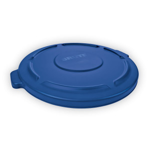 Rubbermaid Commercial BRUTE Self-Draining Flat Top Lids for 32 gal Round BRUTE Containers, 22.25" Diameter, Blue (RCP263100BE) View Product Image