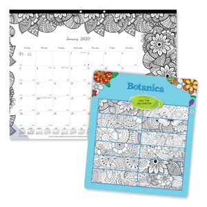 Blueline Monthly Desk Pad Calendar, DoodlePlan Coloring Pages, 22 x 17, Black Binding, Clear Corners, 12-Month (Jan to Dec): 2024 View Product Image