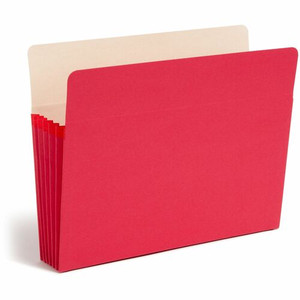 Smead Straight Tab Cut Letter Recycled File Pocket - 8 1/2" x 11" - 5 1/4" Expansion - Top Tab Location - Red - Tear Resistant Product Image 