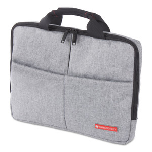 Swiss Mobility Sterling Slim Briefcase, Fits Devices Up to 14.1", Polyester, 1.75 x 1.75 x 10.25, Gray (SWZEXB1071SMGRY) View Product Image