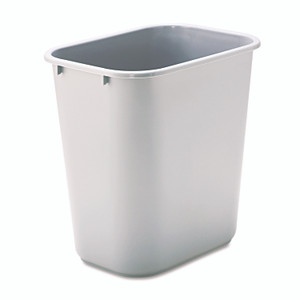 Rubbermaid Commercial Deskside Plastic Wastebasket, 7 gal, Plastic, Gray View Product Image