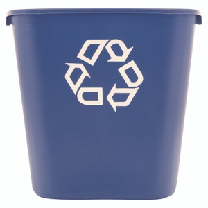 Rubbermaid Commercial Deskside Recycling Container, Medium, 28.13 qt, Plastic, Blue View Product Image