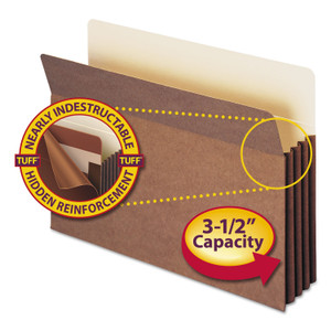 Smead Redrope TUFF Pocket Drop-Front File Pockets with Fully Lined Gussets, 3.5" Expansion, Legal Size, Redrope, 10/Box View Product Image