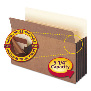 Smead Redrope TUFF Pocket Drop-Front File Pockets with Fully Lined Gussets, 5.25" Expansion, Legal Size, Redrope, 10/Box View Product Image