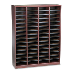 Safco Wood/Fiberboard E-Z Stor Sorter, 60 Compartments, 40 x 11.75 x 52.25, Mahogany, 2 Boxes Product Image 