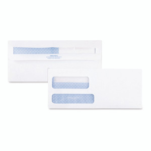 Quality Park Double Window Redi-Seal Security-Tinted Envelope, #9, Commercial Flap, Redi-Seal Adhesive Closure, 3.88 x 8.88, White, 500/BX View Product Image