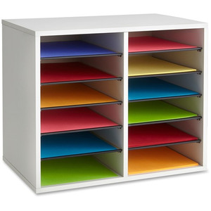 Safco Adjustable 12-Slot Wood Literature Organizer - 12 Compartment(s) - 16.12" Height x 19.62" Width x 11.87" Depth - Desktop - Adjustable, Removable - Laminate Product Image 