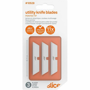 Slice Pointed Tip Ceramic Utility Blades - 2.60" Length - Pointed Tip, Non-conductive, Non-magnetic, Reversible, Retractable, Rust Resistant, Non-sparking - Zirconium Oxide - White Product Image 