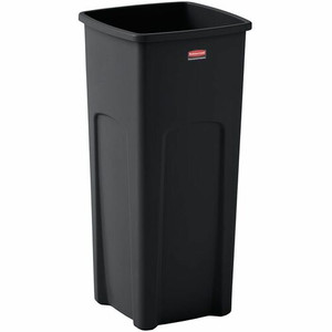 Rubbermaid Commercial Untouchable Square Container - 23 gal Capacity - Square - Crack Resistant - 32.9" Height x 16.5" Width x 15.5" Depth - Plastic - (RCP356988BK) Product Image 