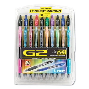 Pilot G2 Premium Gel Pen, Retractable, Fine 0.7 mm, Assorted Ink