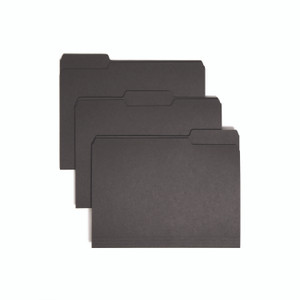 Smead Interior File Folders, 1/3-Cut Tabs: Assorted, Letter Size, 0.75" Expansion, Black/Gray, 100/Box View Product Image