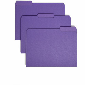 Smead 1/3 Tab Cut Letter Recycled Interior File Folder - 8 1/2" x 11" - 3/4" Expansion - Top Tab Location - Assorted Tab Position - 11 pt. - (SMD10283) Product Image 