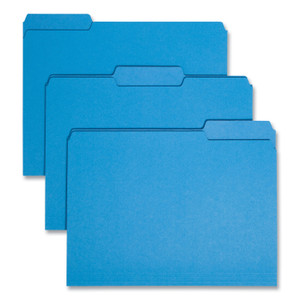 Smead Interior File Folders, 1/3-Cut Tabs: Assorted, Letter Size, 0.75" Expansion, Sky Blue, 100/Box View Product Image