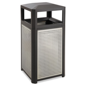 Safco Evos Series Steel Waste Container, 38 gal, Steel, Black SAF9934BL View Product Image