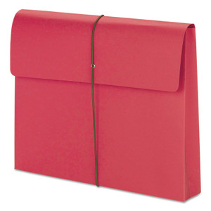Smead Expanding Wallet with Elastic Cord, 2" Expansion, 1 Section, Elastic Cord Closure, Letter Size, Red, 10/Box View Product Image