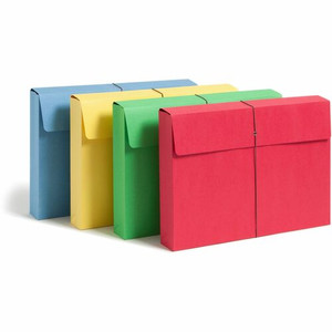 Smead Legal Recycled File Wallet - 8 1/2" x 14" - 2" Expansion - 11 pt. - Blue, Green, Red, Yellow - Elastic Closure, Heavy Duty, Flap Closure Product Image 