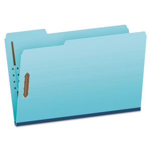 Pendaflex Heavy-Duty Pressboard Folders with Embossed Fasteners, 1/3-Cut Tabs, 1" Expansion, 2 Fasteners, Legal Size, Blue, 25/Box (PFXFP313) View Product Image