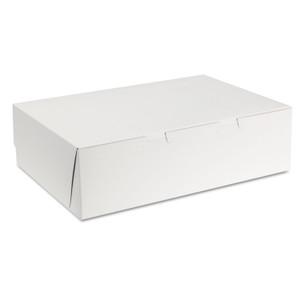 SCT White One-Piece Non-Window Bakery Boxes, 1/4-Sheet Cake Box, 14 x 10 x 4, White, Paper, 100/Carton (SCH1025) View Product Image