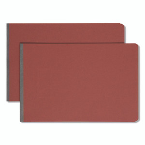 Smead Prong Fastener Pressboard Report Cover, Two-Piece Prong Fastener, 3" Capacity, 11 x 17, Red/Red View Product Image