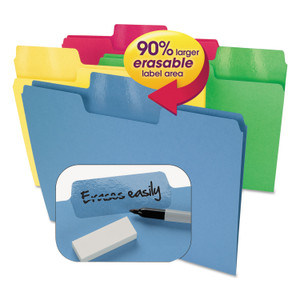 Smead Erasable SuperTab File Folders, 1/3-Cut Tabs: Assorted, Letter Size, 0.75" Expansion, Assorted Colors, 24/Pack (SMD10480) View Product Image