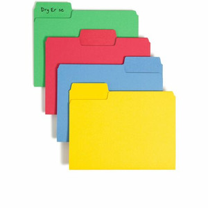 Smead SuperTab 1/3 Tab Cut Letter Recycled Top Tab File Folder - 8 1/2" x 11" - Top Tab Location - Assorted Tab Position - 11 pt. - 1 Plys - (SMD10480) Product Image 