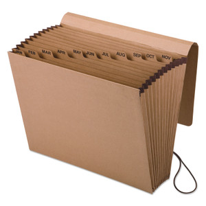 Pendaflex Kraft Indexed Expanding File, 12 Sections, Elastic Cord Closure, 1/12-Cut Tabs, Letter Size, Brown (PFXK17MOX) View Product Image