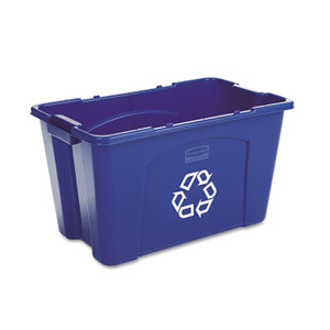 Rubbermaid Commercial Stacking Recycle Bin, 18 gal, Polyethylene, Blue (RCP571873BE) View Product Image