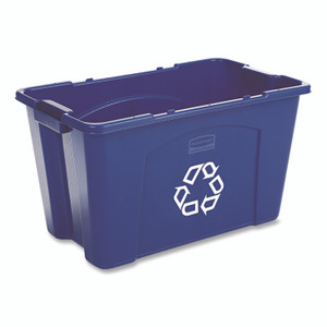 Rubbermaid Commercial Stacking Recycle Bin, 18 gal, Polyethylene, Blue View Product Image