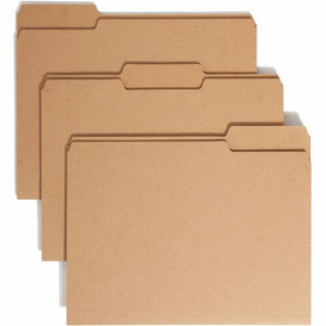 Smead 1/3 Tab Cut Letter Recycled Top Tab File Folder - 8 1/2" x 11" - 3/4" Expansion - Assorted Tab Position - 1 Plys - Kraft Product Image 