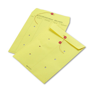 Quality Park Colored Paper String and Button Interoffice Envelope, #97, One-Sided Five-Column Format, 10 x 13, Yellow, 100/Box (QUA63576) View Product Image