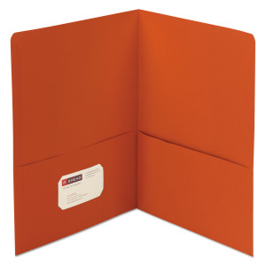 Smead Two-Pocket Folder, Textured Paper, 100-Sheet Capacity, 11 x 8.5, Orange, 25/Box View Product Image