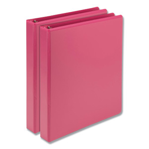 Samsill Earth's Choice Plant-Based Durable Fashion View Binder, 3 Rings, 1" Capacity, 11 x 8.5, Berry, 2/Pack View Product Image