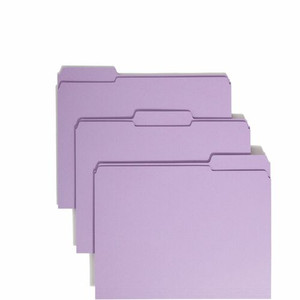 Smead Colored 1/3 Tab Cut Letter Recycled Top Tab File Folder - 8 1/2" x 11" - 3/4" Expansion - Top Tab Location - Assorted Tab Position - 11 pt. - (SMD12434) Product Image 