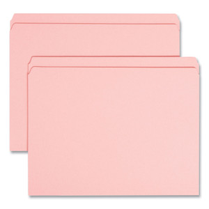 Smead Reinforced Top Tab Colored File Folders, Straight Tabs, Letter Size, 0.75" Expansion, Pink, 100/Box View Product Image