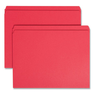Smead Reinforced Top Tab Colored File Folders, Straight Tabs, Letter Size, 0.75" Expansion, Red, 100/Box View Product Image