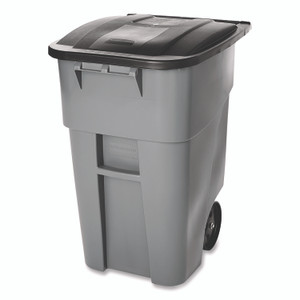 Rubbermaid Commercial Square Brute Rollout Container, 50 gal, Molded Plastic, Gray View Product Image