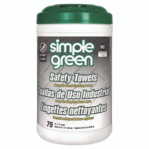 Simple Green Safety Towels, 1-Ply, 10 x 11.75, White, Unscented, 75/Canister, 6 Canisters/Carton View Product Image
