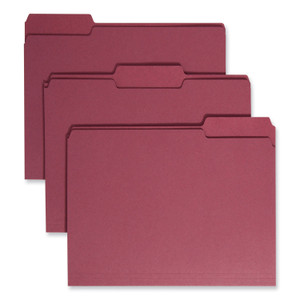 Smead Colored File Folders, 1/3-Cut Tabs: Assorted, Letter Size, 0.75" Expansion, Maroon, 100/Box View Product Image
