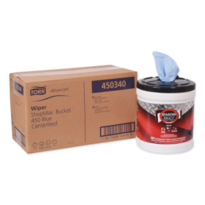 Tork Advanced ShopMax Wiper 450, 8.5 x 10, Blue, 200/Bucket, 2 Buckets/Carton (TRK450340) View Product Image