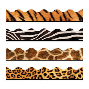 TREND Terrific Trimmers Print Board Trim, 48-Piece Set, Assorted Animal Prints, 2.25" x 39", Assorted Colors View Product Image