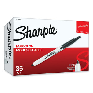 Sharpie Retractable Permanent Marker Value Pack, Fine Bullet Tip, Black, 36/Pack (SAN1926876) View Product Image